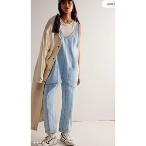 We The Free People High Roller Denim Relaxed Slouchy Overalls Womens Small S
